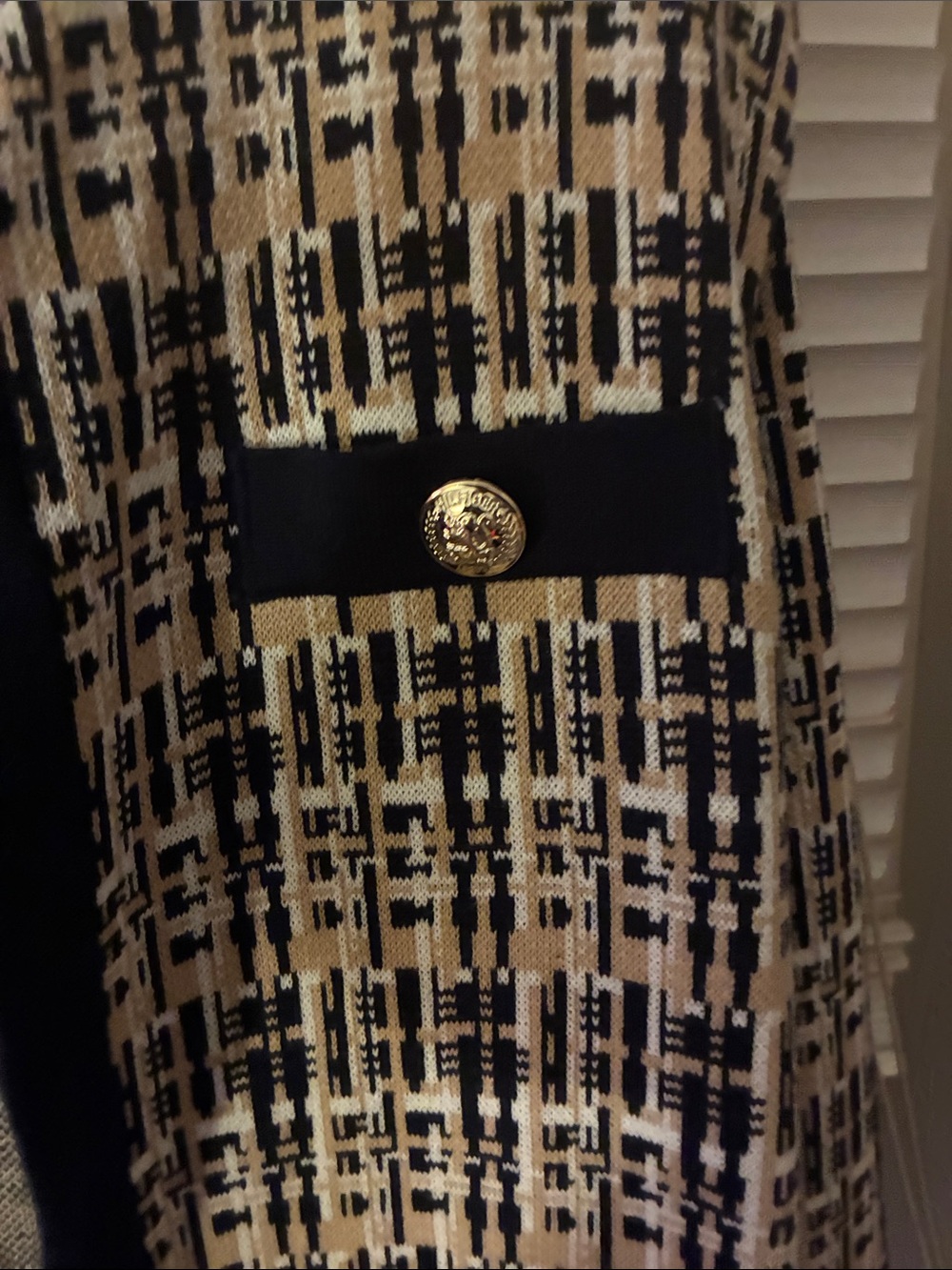 Tommy Hilfiger Navy and Cream Tweed Open-Front Blazer - Picture 2 of 4